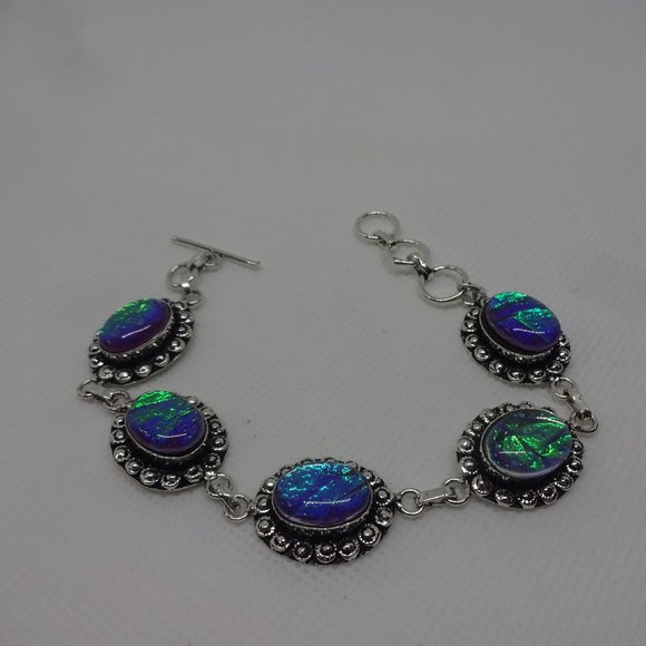 Captivating "RAINBOW FIRE TOPAZ" Handmade Sterling Bracelet Size 8" #764 - Picture 1 of 3